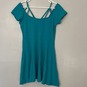 Dress PAC Sun Large teal. Above knee. Spaghetti straps.